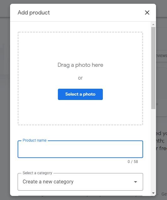 Option to add details for your product in GMB.