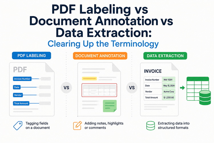 PDF Labeling vs Document Annotation vs Data Extraction: Clearing Up the Terminology PDF Labeling vs Document Annotation vs Data Extraction: Clearing Up the Terminology