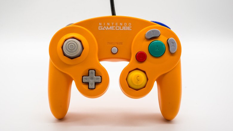 An orange GameCube controller