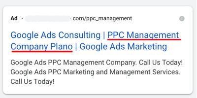 Expanded text ad for Google Ads Consulting.