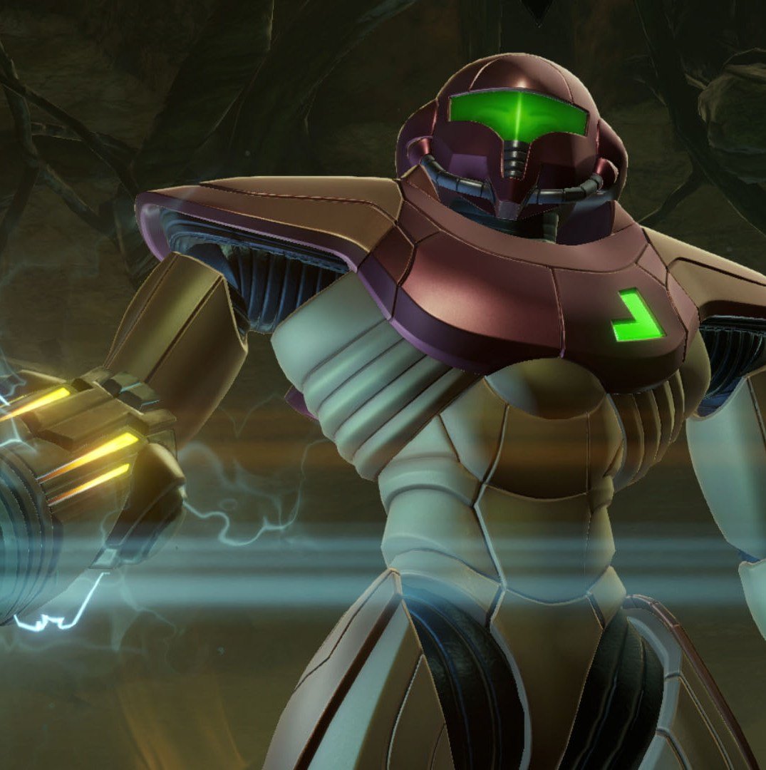 A screenshot of Samus Aran in Metroid Prime Remastered