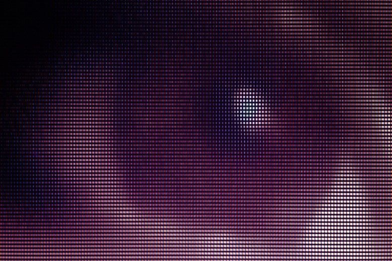 Close-up of an OLED panel showing subpixel layout
