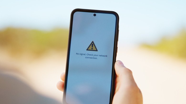 A smartphone displaying a network connection error message.